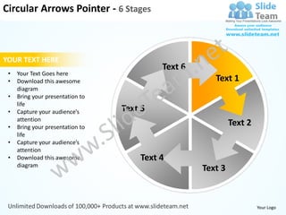 Circular arrows pointer 6 stages powerpoint templates 0712 | PDF