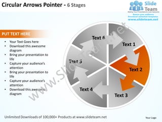 Circular arrows pointer 6 stages powerpoint templates 0712 | PDF