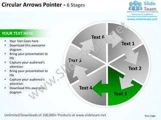 Circular arrows pointer 6 stages powerpoint templates 0712 | PDF