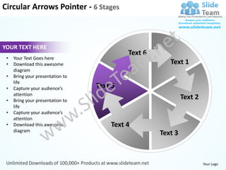 Circular arrows pointer 6 stages powerpoint templates 0712 | PDF
