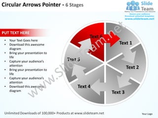 Circular arrows pointer 6 stages powerpoint templates 0712 | PDF