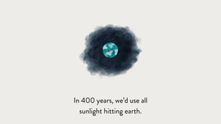 In 400 years, we’d use all
sunlight hitting earth.
 