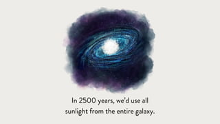 In 2500 years, we’d use all
sunlight from the entire galaxy.
 