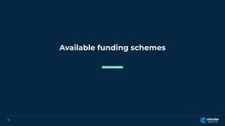 Available funding schemes
12
 