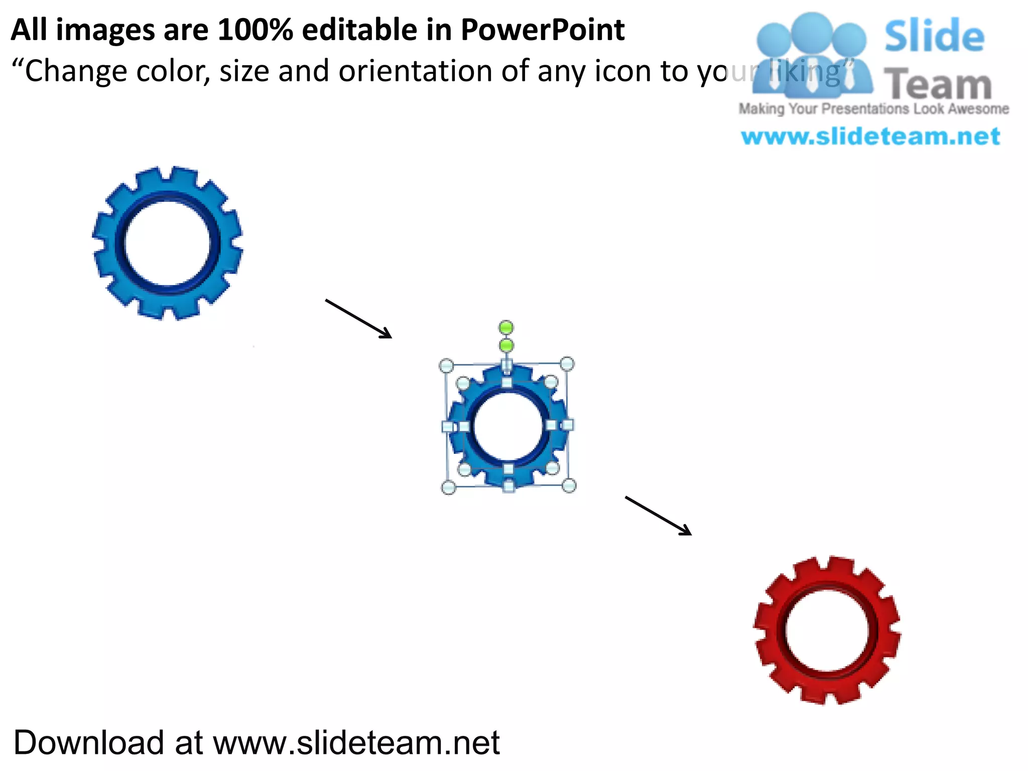 Circular interconnected gear pieces smart arts process stages 8 ...