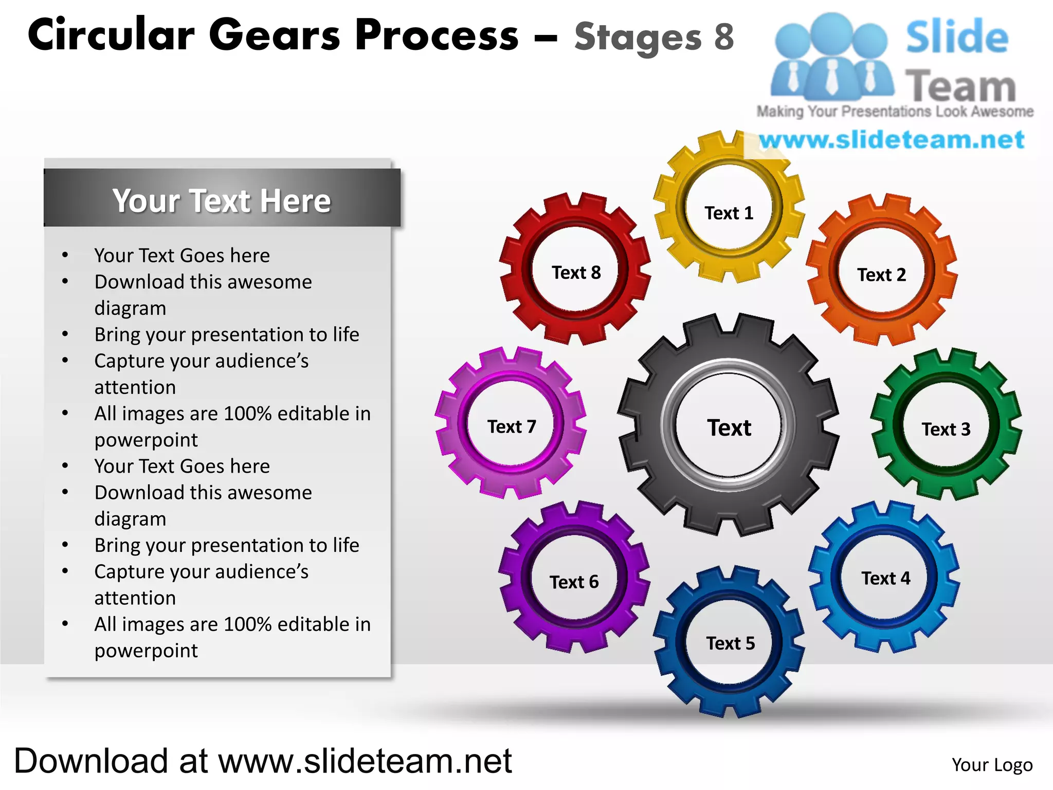 Circular interconnected gear pieces smart arts process stages 8 ...