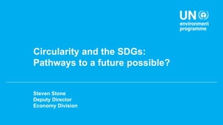 Steven Stone
Deputy Director
Economy Division
Circularity and the SDGs:
Pathways to a future possible?
 