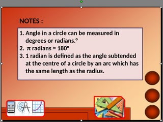 Radiance Math CIRCULAR MEASURE Radians and length of arc | PPTX