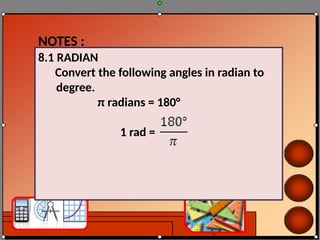 Radiance Math CIRCULAR MEASURE Radians and length of arc | PPTX