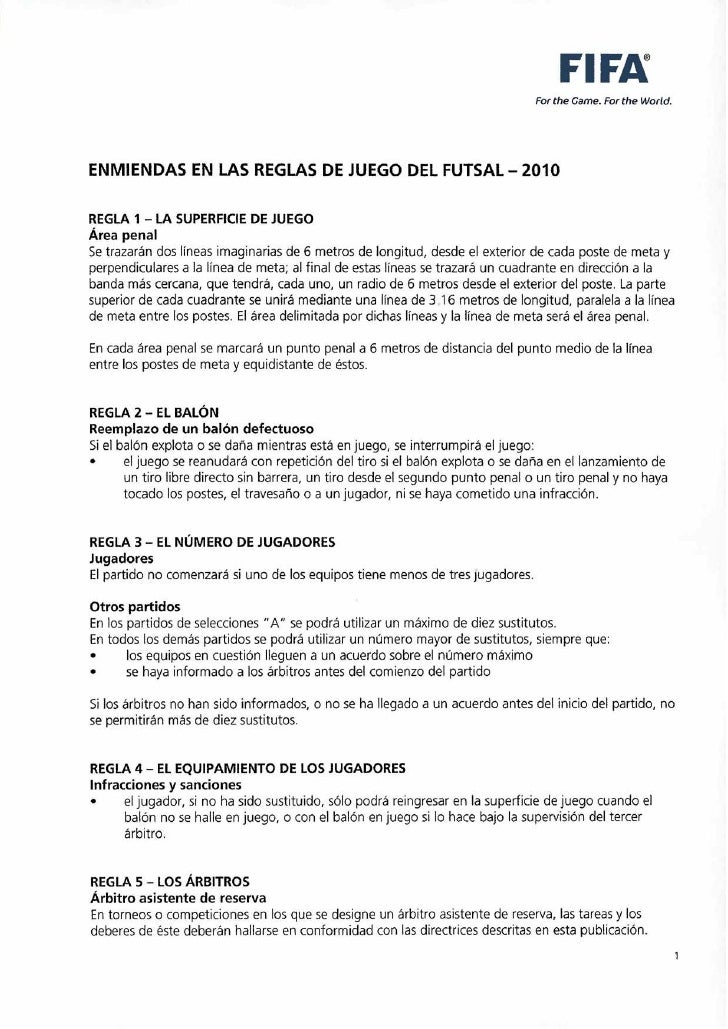 futbol de sala reglas reglamento de futbol sala al 2010 futbol de sala reglas reglamento de futbol sala al 2010