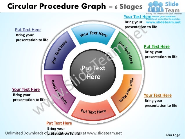 Circular procedure graph 6 stages powerpoint templates 0712