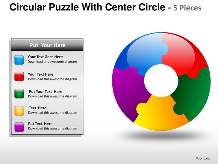 circular puzzle with center 5 powerpoint presentation templates 1 728