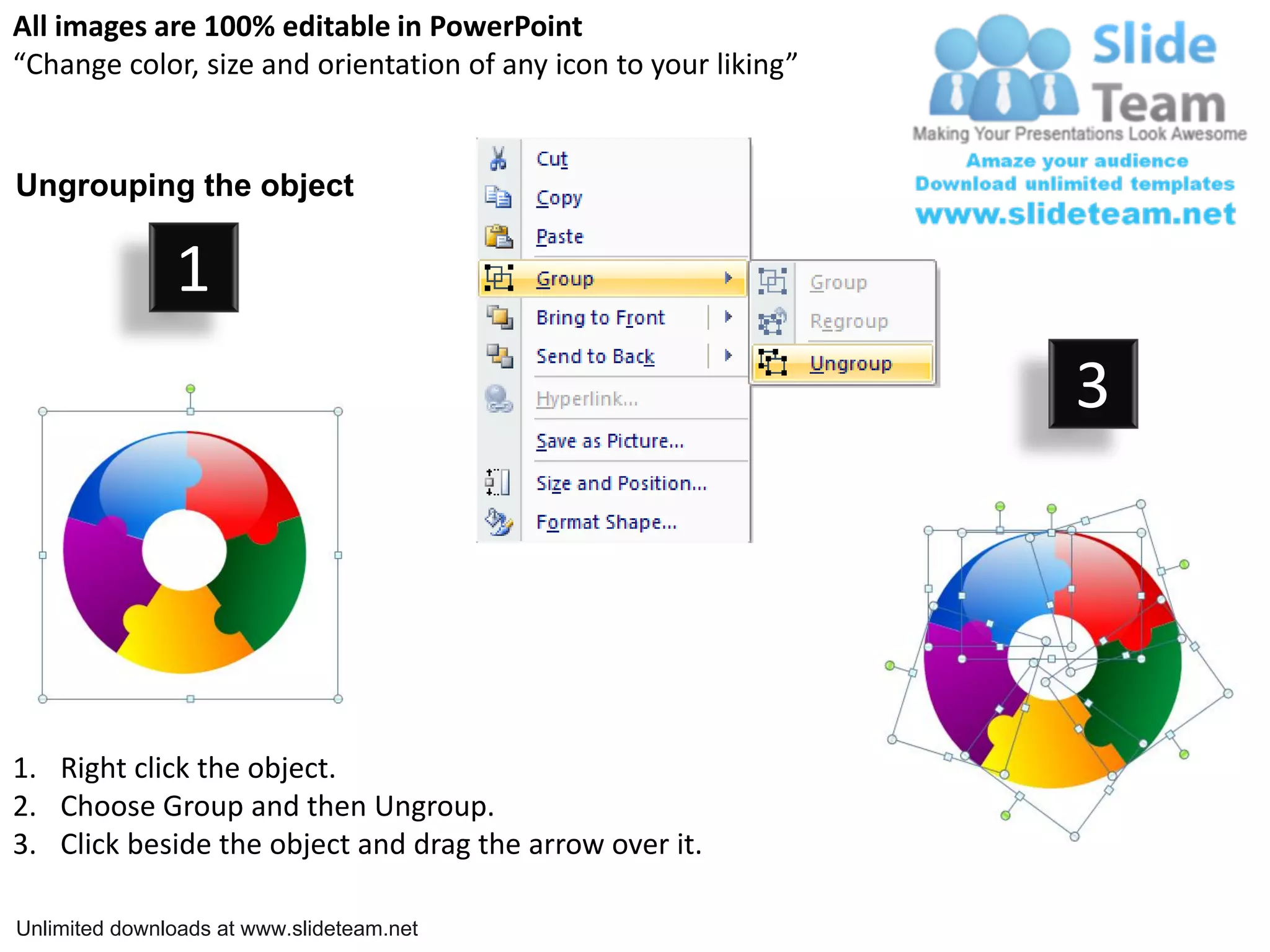 Circular puzzle with center circle 5 pieces power point slides and ppt ...
