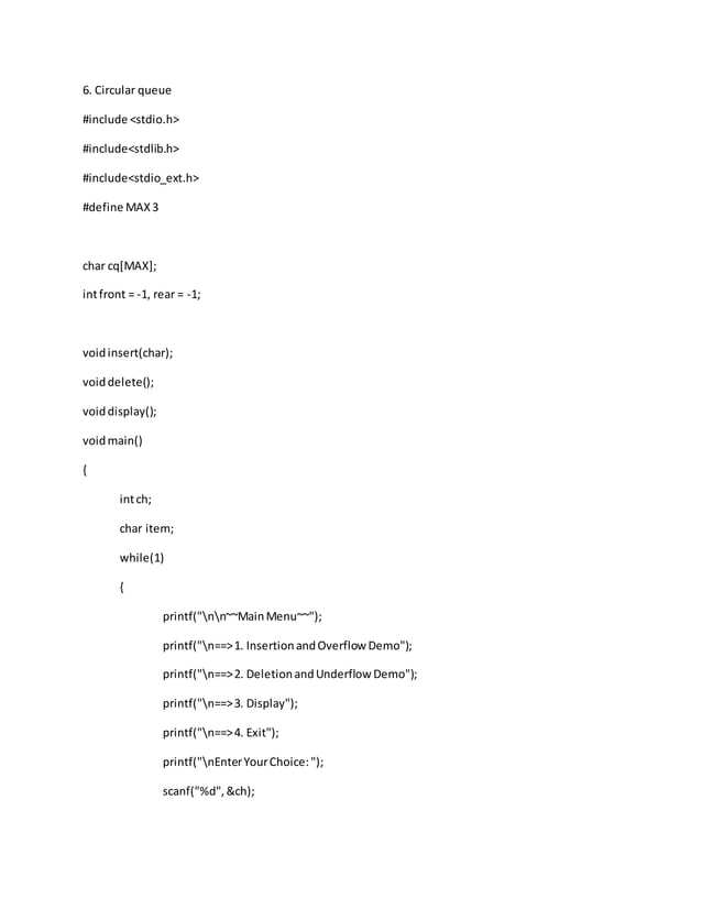 Circular queue | DOCX | Programming Languages | Computing