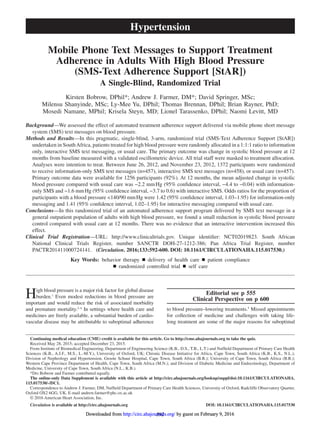 Mobile Phone Text Messages to Support Treatment Adherence in Adults ...