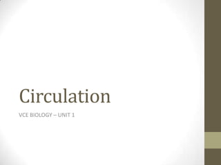 Circulation
VCE BIOLOGY – UNIT 1
 