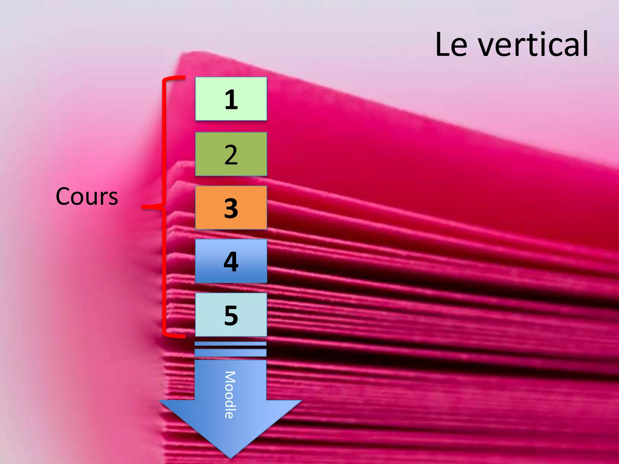 Le vertical
Moodle
4
3
2
1
5
Cours
 