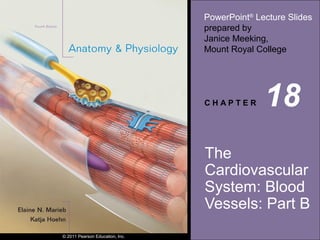 PowerPoint® Lecture Slides
prepared by
Janice Meeking,
Mount Royal College

CHAPTER

18

The
Cardiovascular
System: Blood
Vessels: Part B
© 2011 Pearson Education, Inc.

 