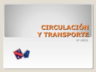 CIRCULACIÓNCIRCULACIÓN
Y TRANSPORTEY TRANSPORTE
8º AÑOS
 