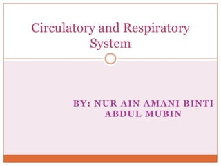 Circulatory and Respiratory
System

BY: NUR AIN AMANI BINTI
ABDUL MUBIN

 
