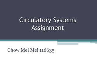 Circulatory Systems
Assignment
Chow Mei Mei 116635

 