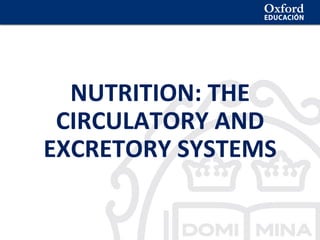 Nutrición:	aparatos	circulatorio	y	excretor	
NUTRITION:	THE	
CIRCULATORY	AND	
EXCRETORY	SYSTEMS		
 