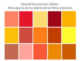 Descubriste que eran cálidos…
Mira algunos de los colores de las flores anteriores.
 