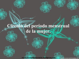 Círculo del período menstrual de la mujer. www.vivetuadolescencia.wordpress.com 