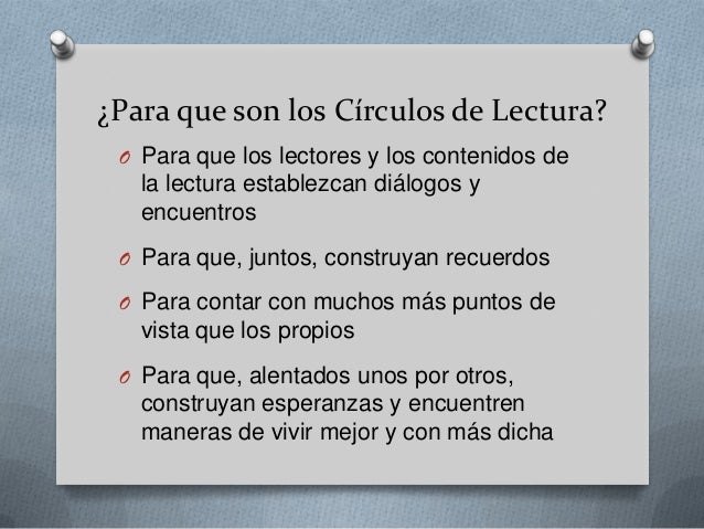 Circulos de lectura y charlas literarias