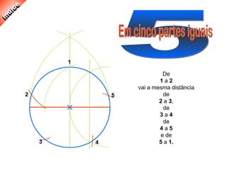 1
2
3
5
4
De
1 a 2
vai a mesma distância
de
2 a 3,
de
3 a 4
de
4 a 5
e de
5 a 1.
 