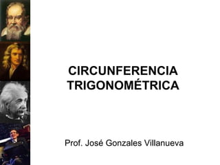 CIRCUNFERENCIA TRIGONOMÉTRICA Prof. José Gonzales Villanueva 