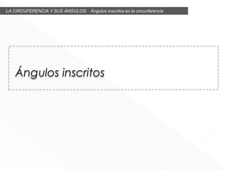 LA CIRCUFERENCIA Y SUS ÁNGULOS: Ángulos inscritos en la circunferencia
 