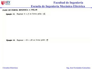 Facultad de Ingeniería
Escuela de Ingeniería Mecánica Eléctrica
Circuitos Eléctricos Ing. José Fernández Goicochea
 