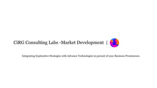 Integrating Explorative Strategies with Advance Technologies in pursuit of your Business Prominence.
CiRG Consulting Labs -Market Development |
 