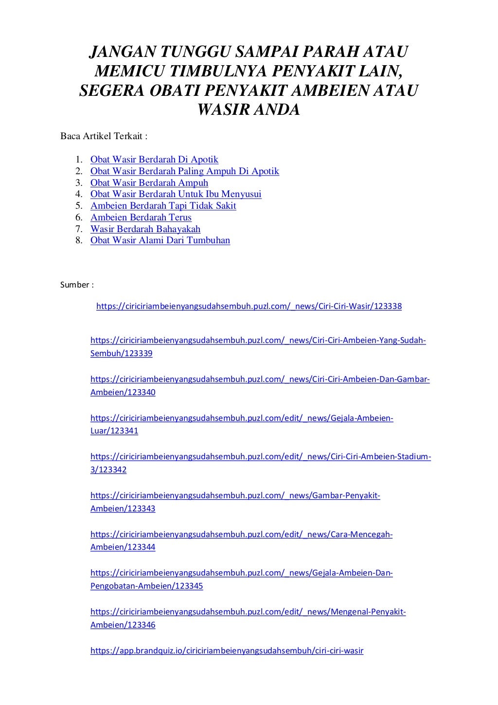 CiriCiri Ambeien Yang Sudah Sembuh