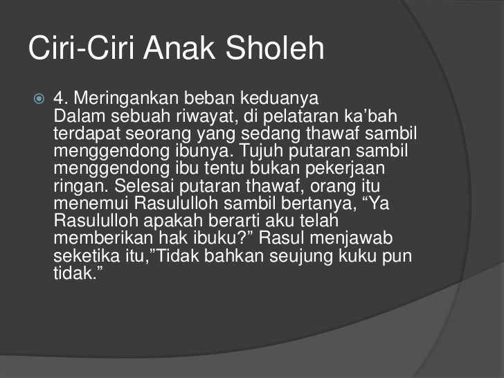 Ciri ciri anak sholeh