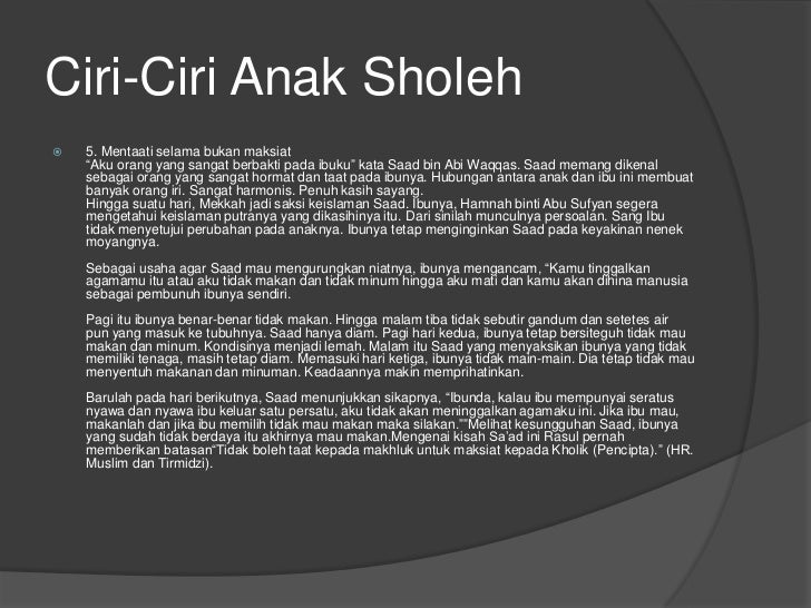 Ciri ciri anak sholeh