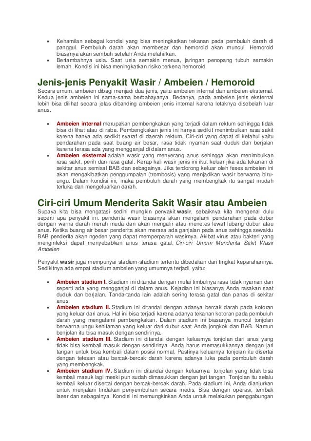 Ciri ciri umum menderita sakit wasir ambeien