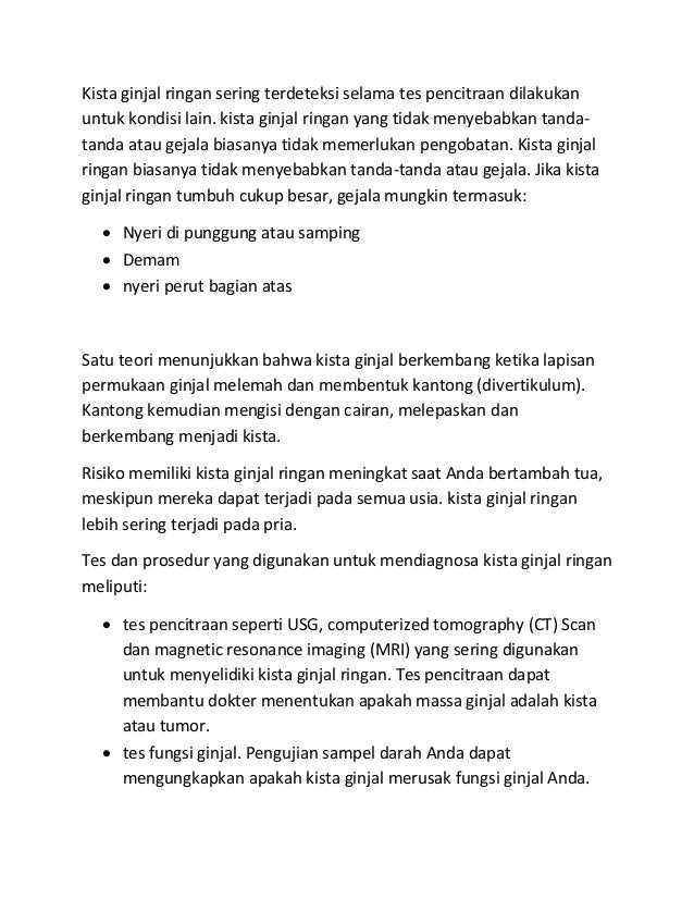 Ciri ciri penyakit kista ginjal