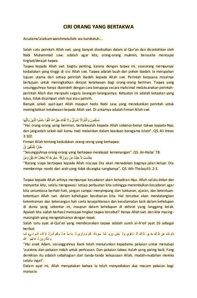 Ceramah Tentang Takwa Lukisan