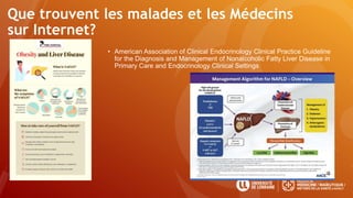 Que trouvent les malades et les Médecins
sur Internet?
• American Association of Clinical Endocrinology Clinical Practice Guideline
for the Diagnosis and Management of Nonalcoholic Fatty Liver Disease in
Primary Care and Endocrinology Clinical Settings
 