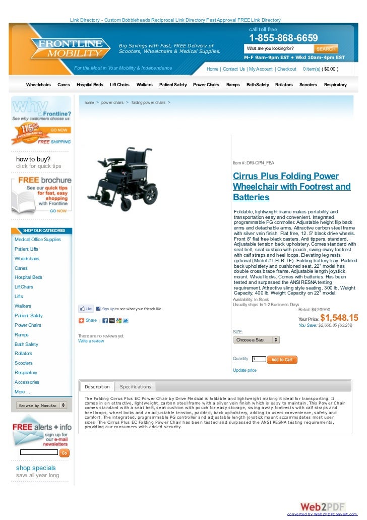 Cirrus plusfoldingpowerwheelchairwithfootrestandbatteries