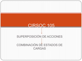 CIRSOC 105
SUPERPOSICIÓN DE ACCIONES

COMBINACIÓN DE ESTADOS DE
CARGAS

 