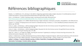 Références bibliographiques
Delello, J. A., McWhorter, R. R., & Camp, K. M. (2015). Integrating augmented reality in highe...