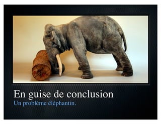 En guise de conclusion
Un problème éléphantin.