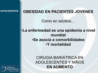 ANTECEDENTESOBESIDAD EN PACIENTES JOVENESComo en adultos…La enfermedad es una epidemia a nivel mundial