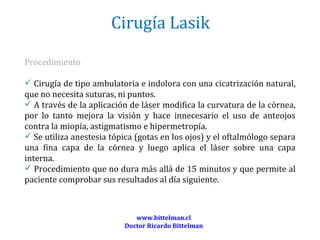 Cirugía lasik procedimiento y post operatorio | PPT