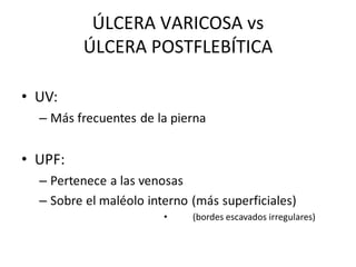 ÚLCERA VARICOSA vs ÚLCERA POSTFLEBÍTICA 