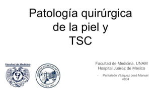Patología quirúrgica
de la piel y
TSC
Facultad de Medicina, UNAM
Hospital Juárez de México
- Pantaleón Vázquez José Manuel
4804
 