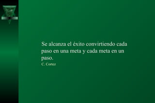 Se alcanza el éxito convirtiendo cada
paso en una meta y cada meta en un
paso.
C. Cortez
 